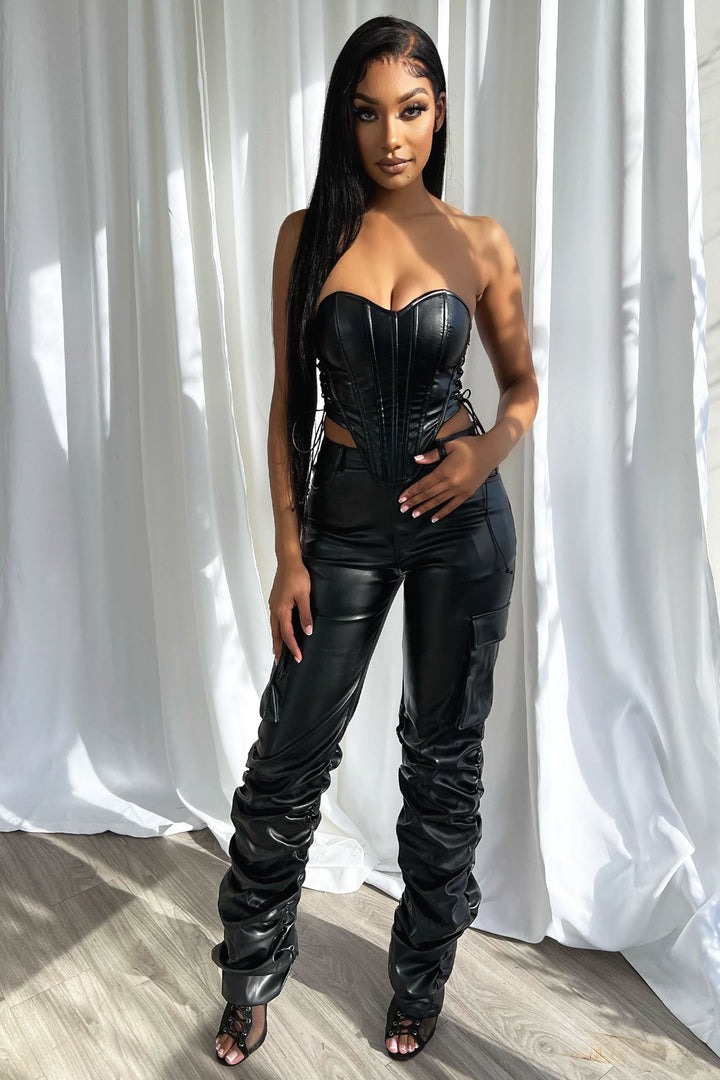 Noir Vegan Leather PU Bustier Corset Top EDGE 