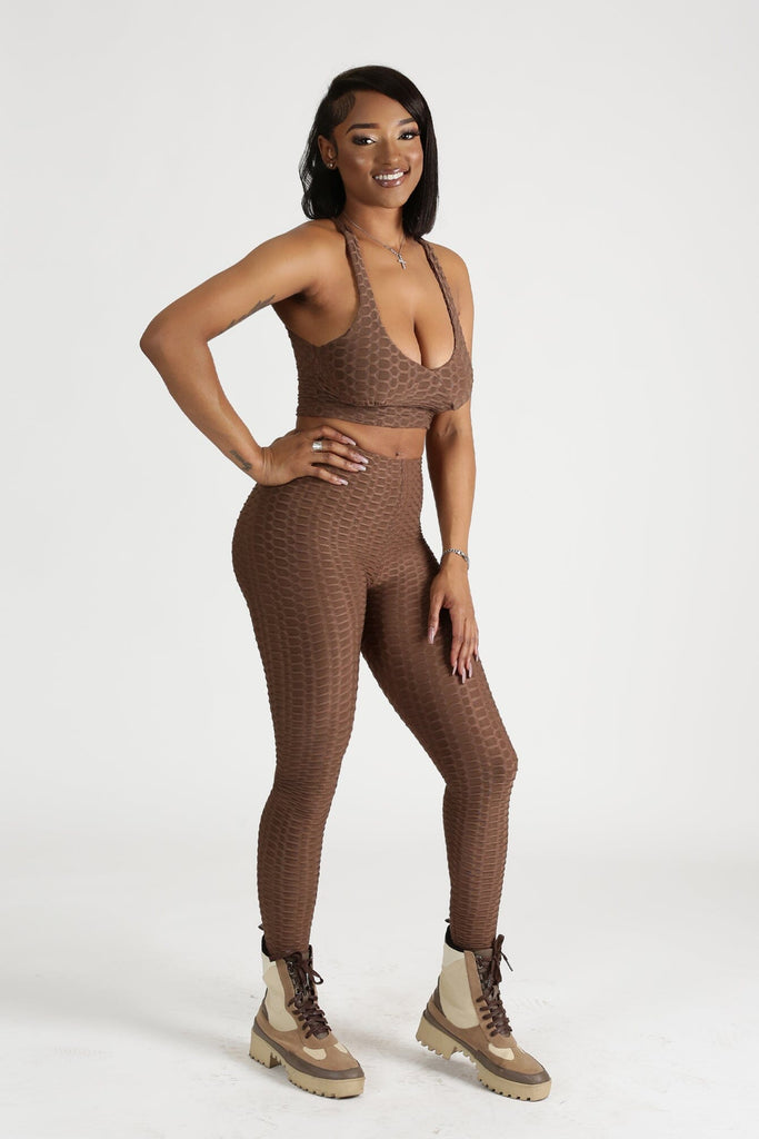 The Great Forever Criss-Cross Back Bra Top & Leggings SET - Brown - KNOWSTYLE - EDGE - EDGEONLINESTORE