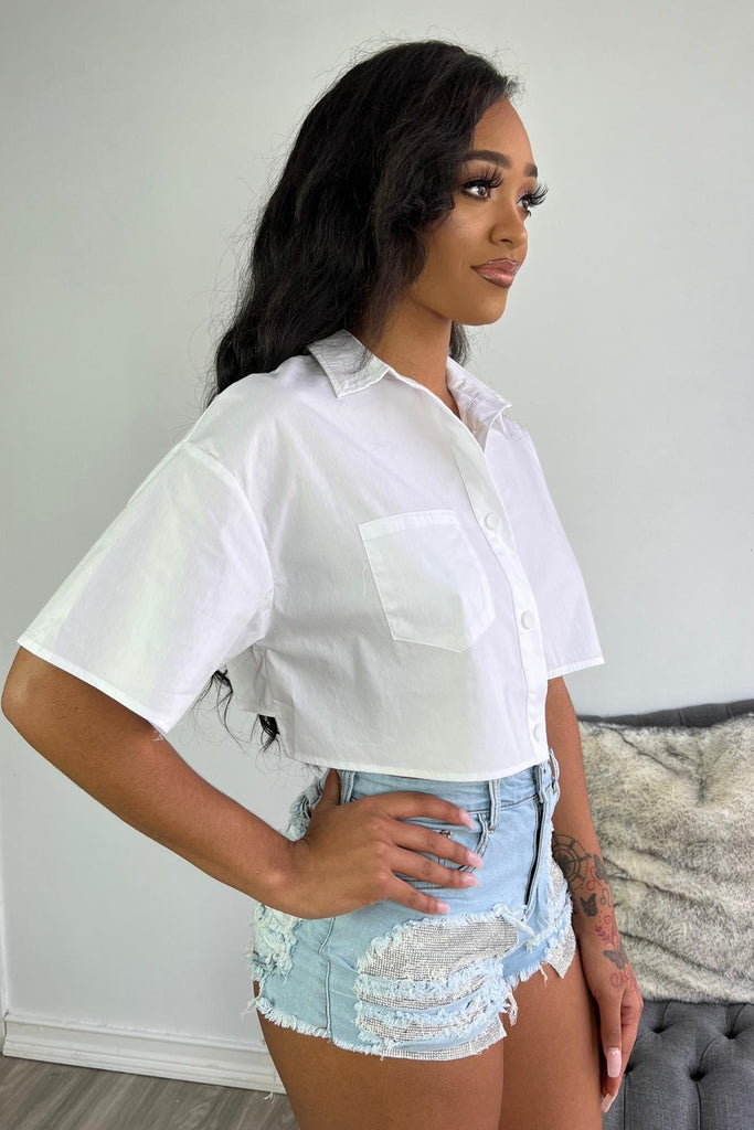 Chic Collared Crop Top - White - KNOWSTYLE - EDGE - EDGEONLINESTORE