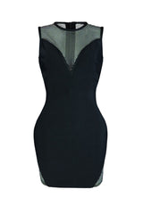 Moment Bandage Rhinestone Mini Dress Dresses EDGE Small Black 