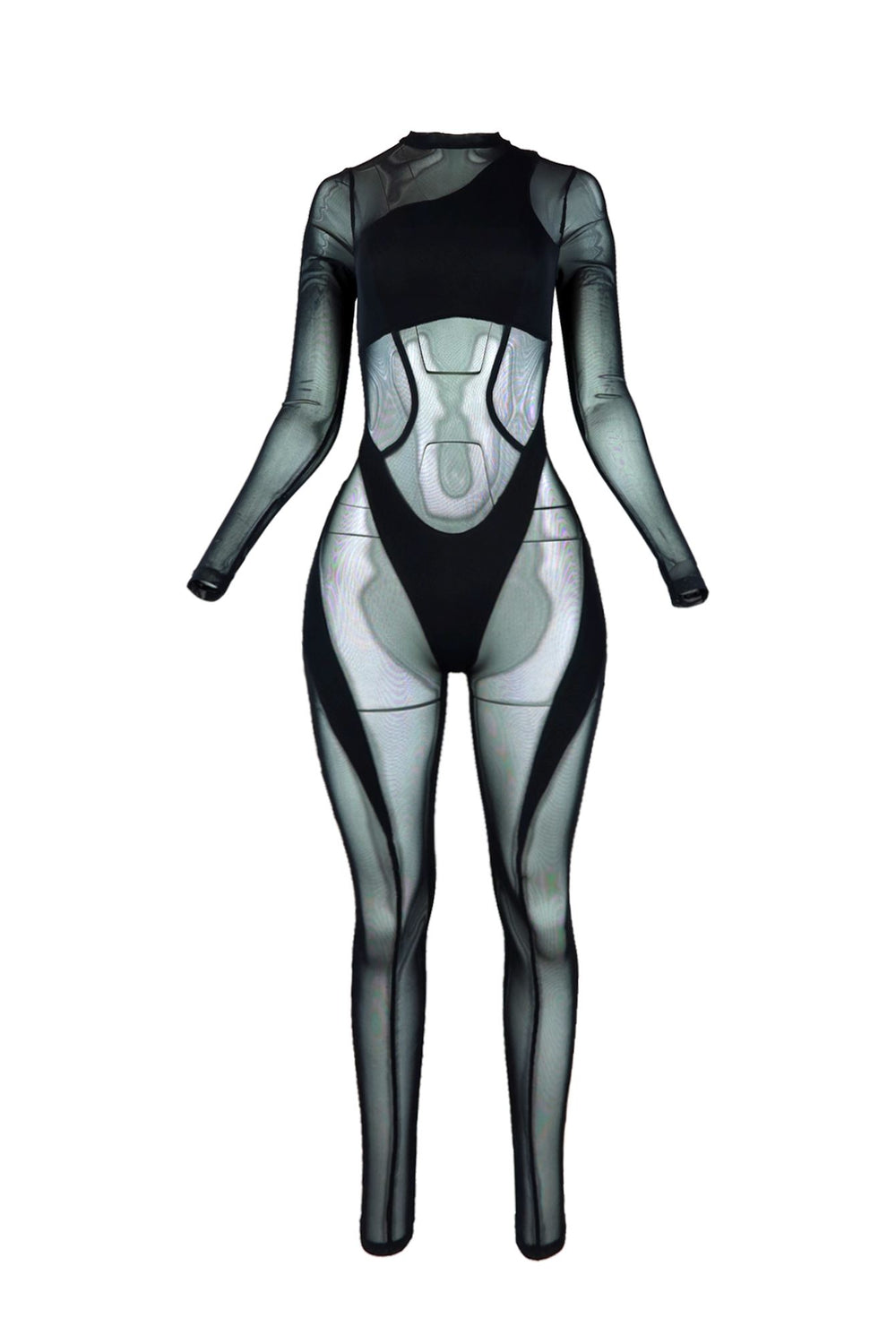Find Yourself Mesh Contrast Long Sleeve Jumpsuit Rompers + Jumpsuits EDGE Small Black 