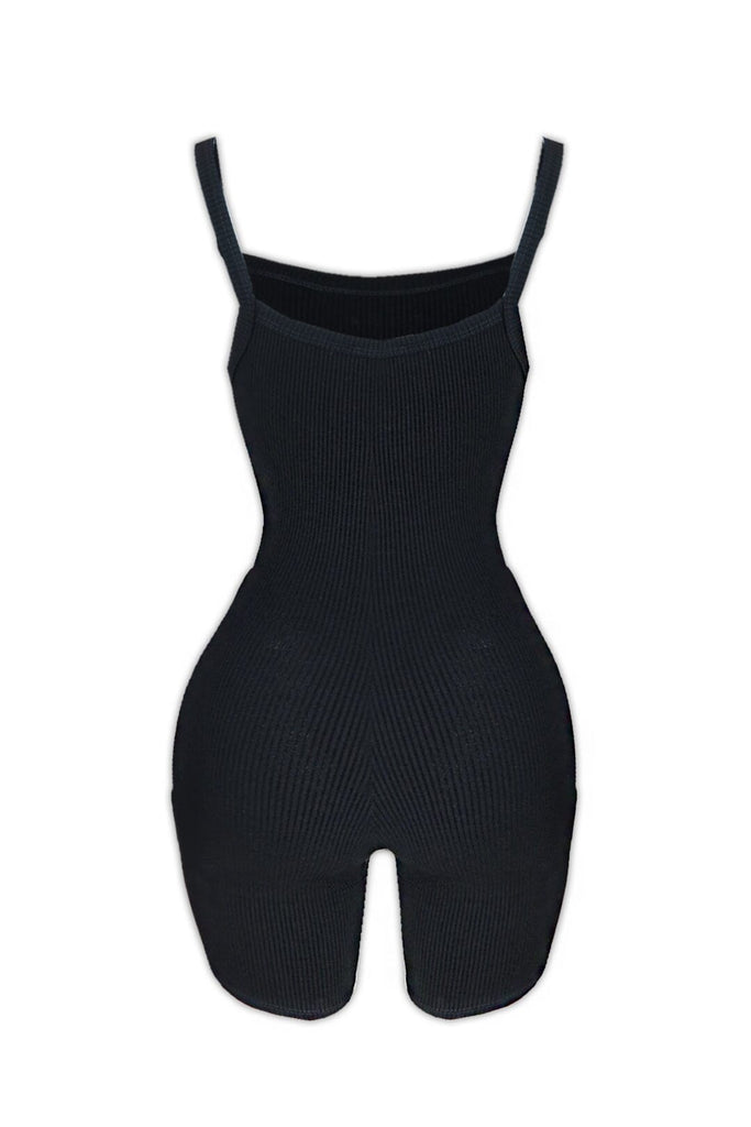 All or Nothing Ribbed Tight Romper - Black - EDGEbyKS