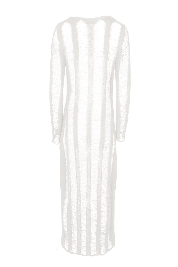 Private Island Distressed Maxi Cardigan Cover Up - Oatmeal - EDGEbyKS