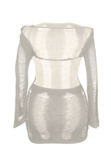 Zion Long Sleeve Mini Dress - Oatmeal - EDGEbyKS