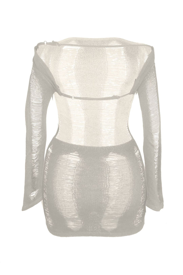 Zion Long Sleeve Mini Dress - Oatmeal - EDGEbyKS