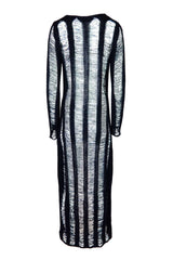 Private Island Distressed Maxi Cardigan Cover Up - Black - EDGEbyKS