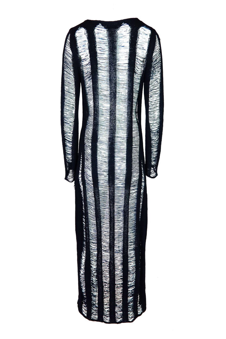 Private Island Distressed Maxi Cardigan Cover Up - Black - EDGEbyKS