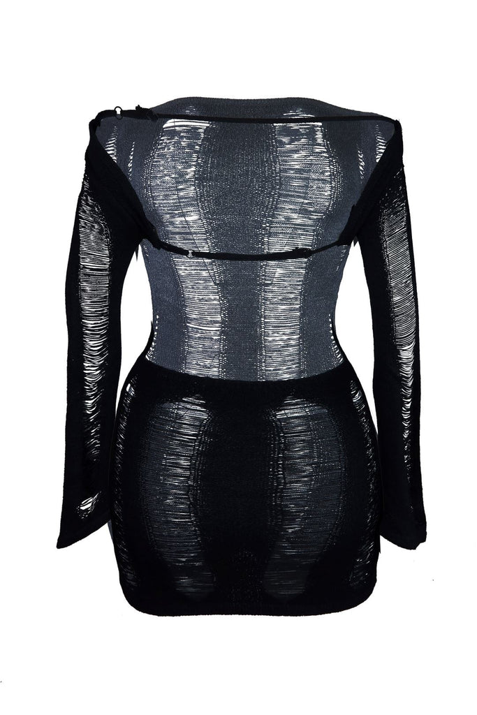 Zion Long Sleeve Mini Dress - Black - EDGEbyKS