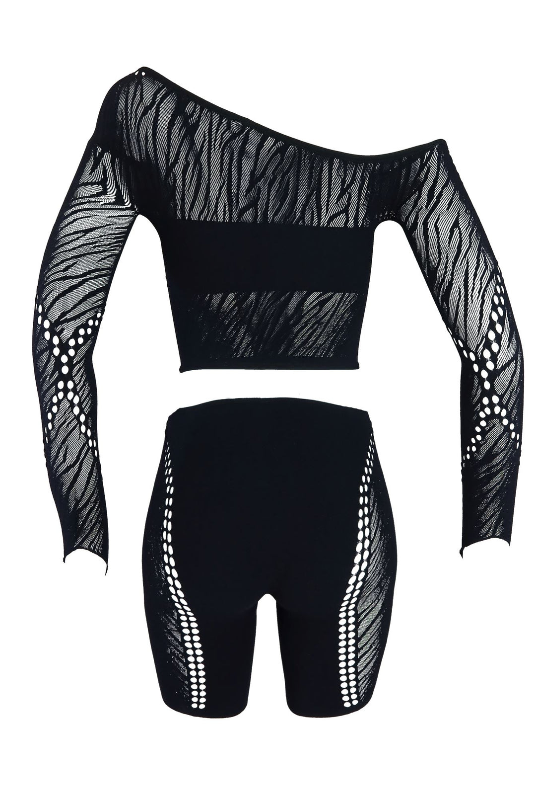 Stefani Hallow Out Top &amp; Shorts SET - Black - EDGEbyKS
