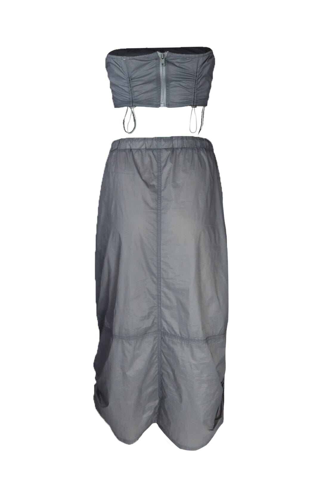 Cassidy Nylon Tube Top &amp; Midi Skirt SET - Grey - EDGEbyKS