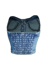 Bust Down Denim Bustier Tube Top Crop Top EDGE 