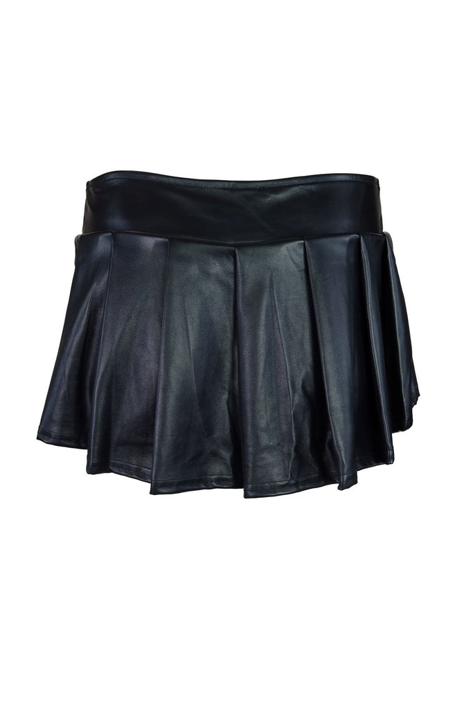 I know It Low Rise Pleated PU Skirt