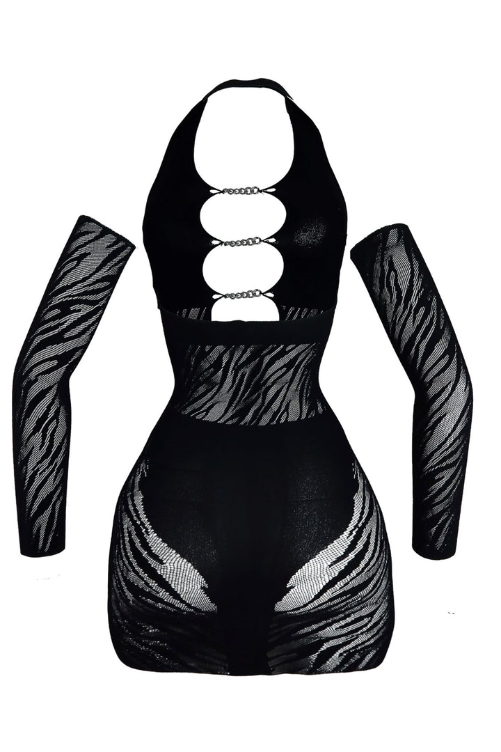 Buffy Hallow Out Halter Dress With Gloves Dress EDGE 