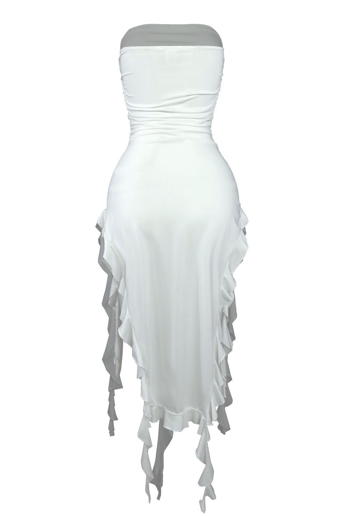 Fallen Angel Ruffle Tube Dress - White - EDGEbyKS