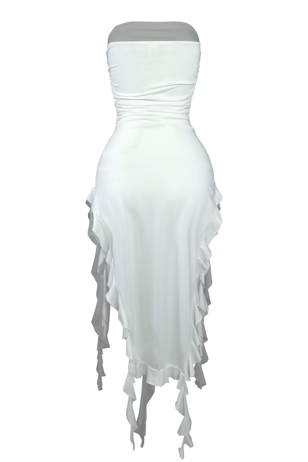 white ruched tube dress Toni Strapless Ruched Mini Dress White