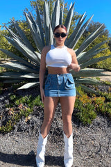 Brittany Micro Low Rise Denim Skirt Bottoms EDGE 
