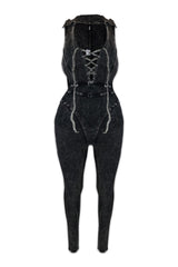 Nikita Mineral Washed Jumpsuit - Charcoal -EDGEbyKS