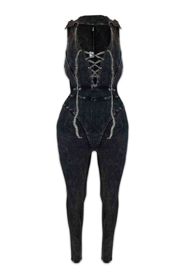Nikita Mineral Washed Jumpsuit - Charcoal -EDGEbyKS