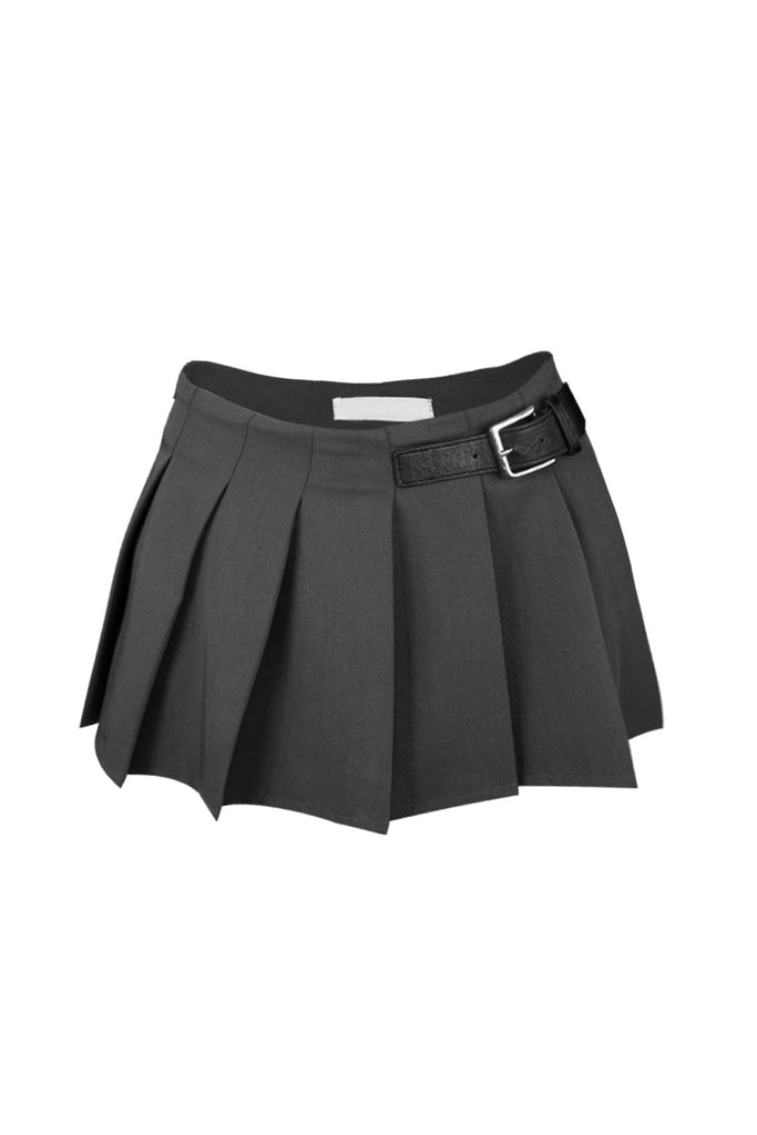 It Girl Low Rise Belted Mini Skirt Apparel & Accessories KNOWSTYLE Small Grey 