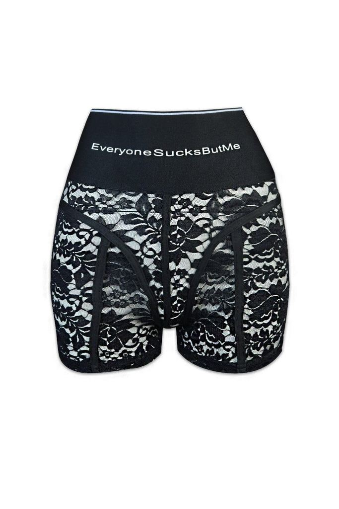 Graphic Lace High Rise Shorts shorts KNOWSTYLE Small Black 