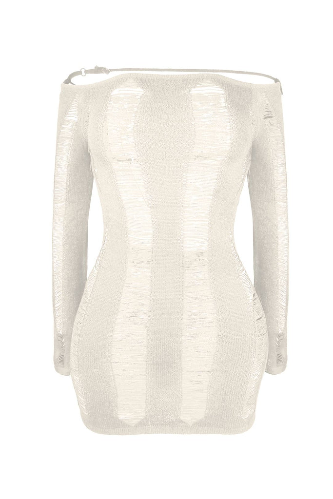 Zion Long Sleeve Mini Dress - Oatmeal - EDGEbyKS