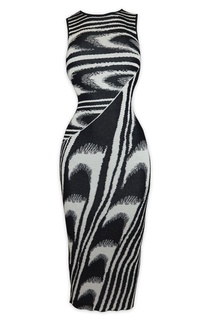 Striped Pattern Mesh Tank Dress Striped Pattern Mesh Tank Dress