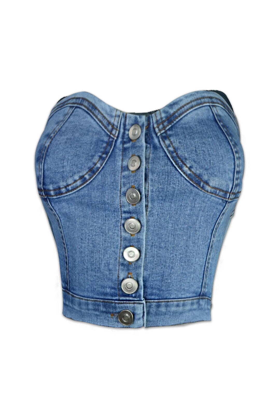 Bust Down Denim Bustier Tube Top Crop Top EDGE Small Denim 