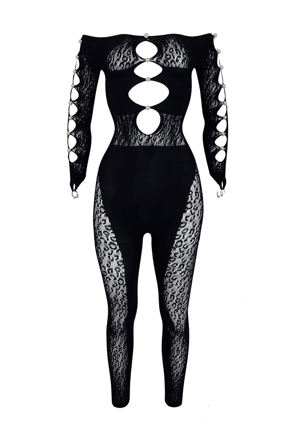 Candice Hallow Out Pearl Off Shoulder Jumpsuit jumpsuit EDGE 