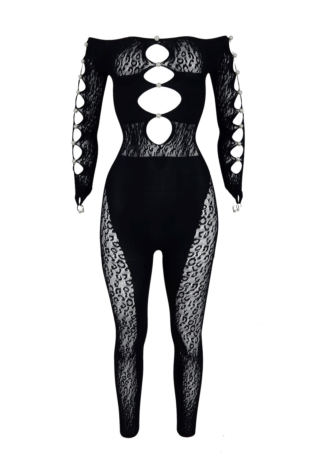 Candice Hallow Out Pearl Off Shoulder Jumpsuit jumpsuit EDGE 