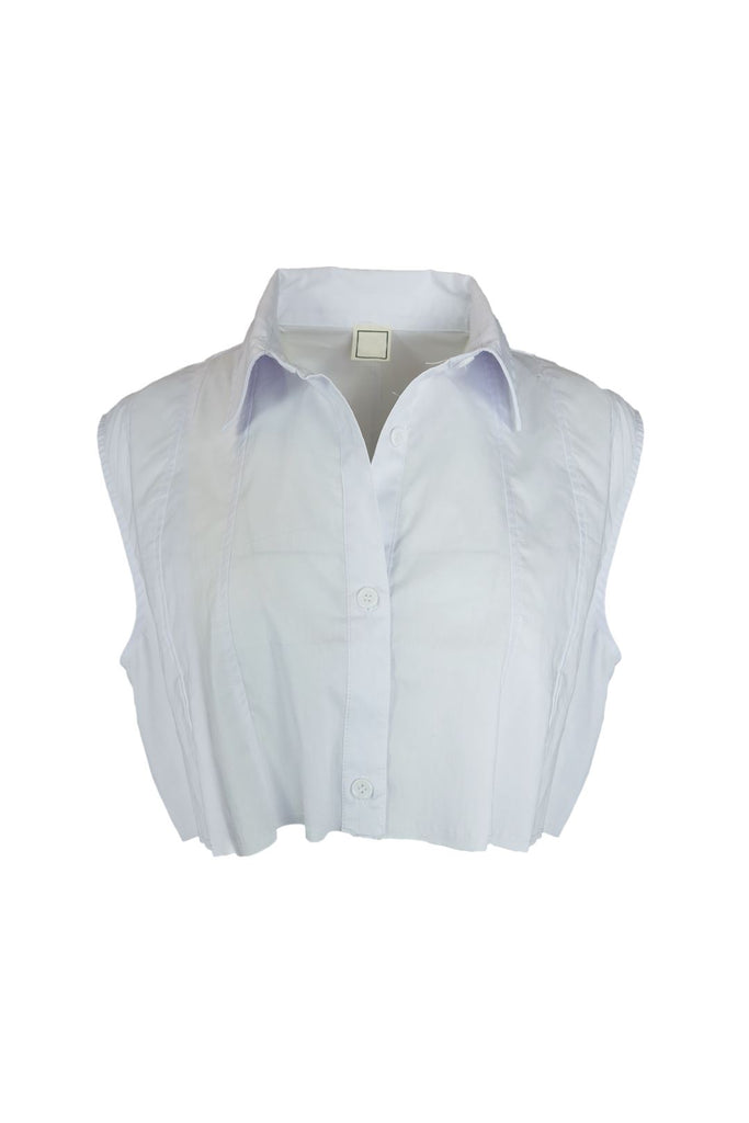 Work It Over Sized Crop Shirts Top Blouse - White - EDGEbyKS