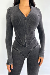 Fallon Mineral Washed Stitch Out Jumpsuit Rompers + Jumpsuits EDGE 