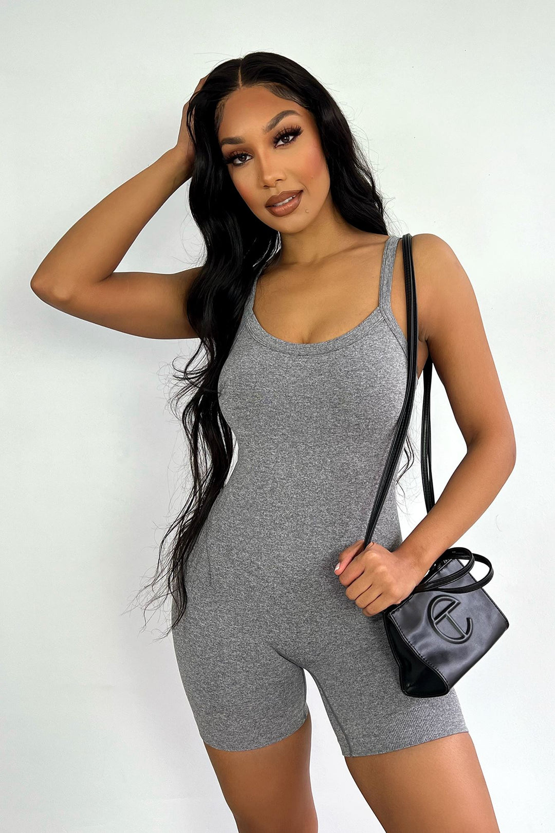 Odessa Mineral Washed Basic Romper Rompers + Jumpsuits EDGE Small/Medium Heather Grey 