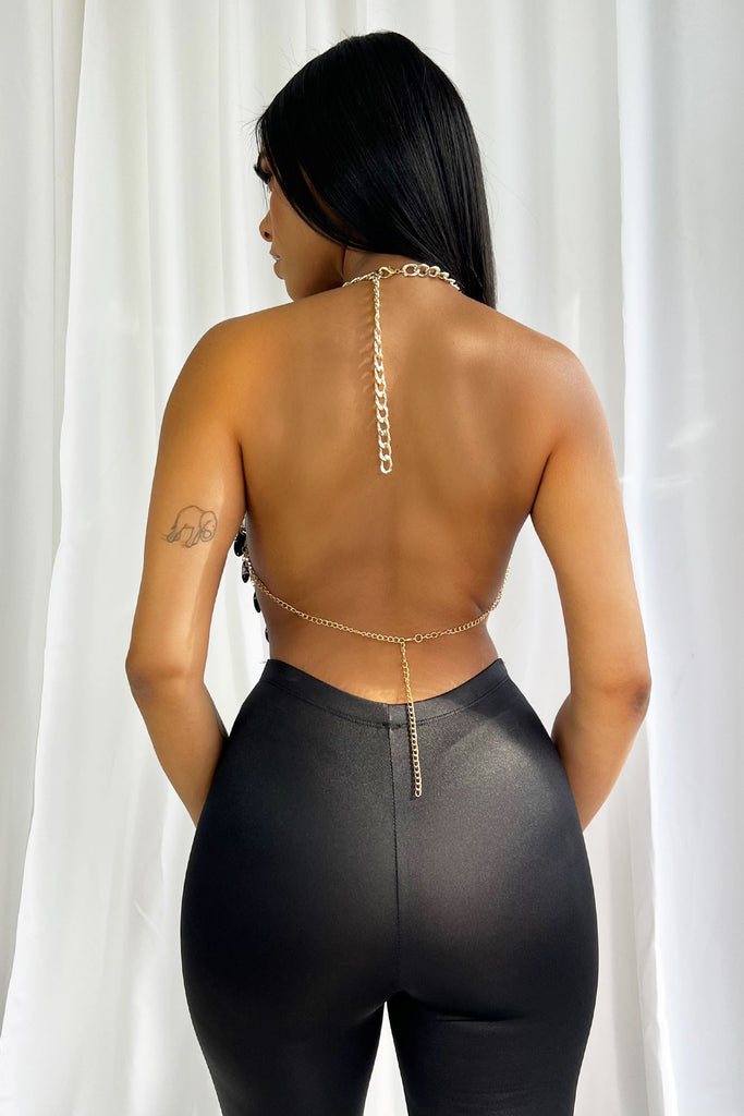 City of Dreams Mirror Plated Halter Chain Top - Silver - EDGEbyKS