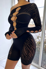 Dixie Hallow Out Off Shoulder Cutout Romper Rompers + Jumpsuits EDGE 
