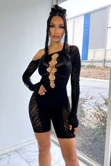 Dixie Hallow Out Off Shoulder Cutout Romper Rompers + Jumpsuits EDGE 
