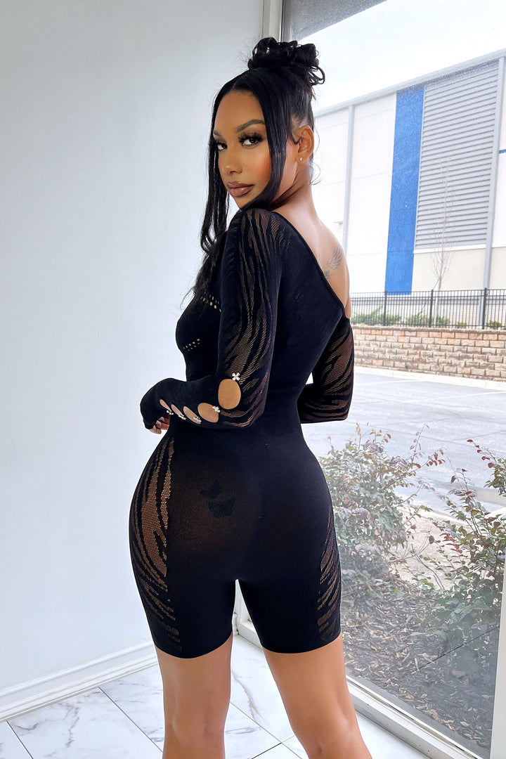 Dixie Hallow Out Off Shoulder Cutout Romper Rompers + Jumpsuits EDGE 