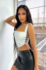 Plated Metallic Cropped Bustier Top Crop Top EDGE Small Silver 