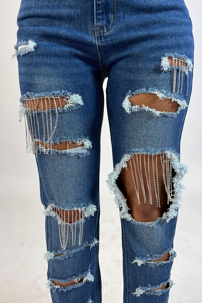 Kiara Rhinestone Straight Jeans jeans EDGE 