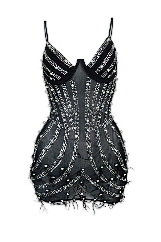 Headlines Pearls and Diamonds Tank Mini Dress - Black - EDGEbyKS