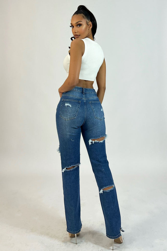 Kiara Rhinestone Straight Jeans jeans EDGE 
