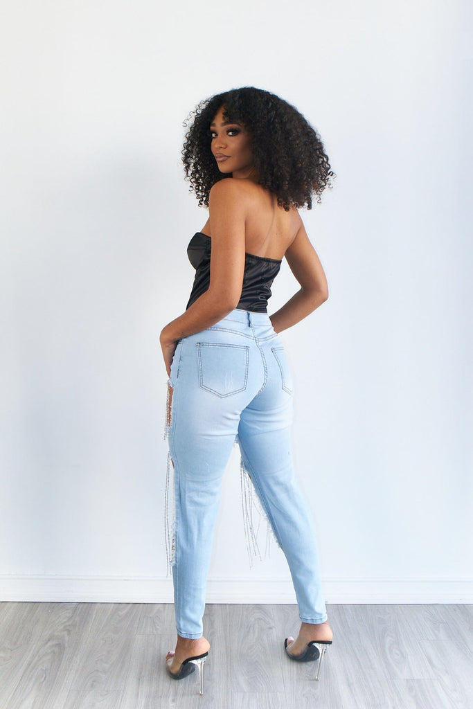 Jules Rhinestone Denim Jeans - Light Denim - KNOWSTYLE - EDGE - EDGEONLINESTORE