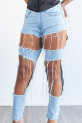 Jules Rhinestone Denim Jeans - Light Denim - KNOWSTYLE - EDGE - EDGEONLINESTORE