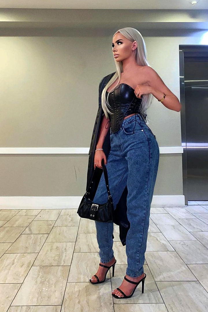 Noir Vegan Leather PU Bustier Corset Top EDGE 