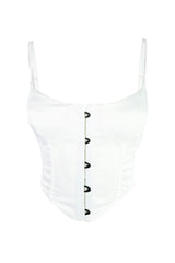Aisha Satin Front Closure Corset - White - EDGEbyKS