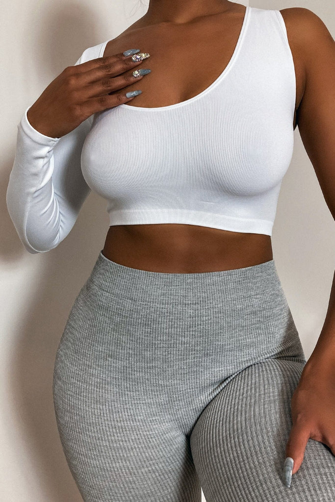 Time To Shine Asymmetrical Neckline One Sleeve Crop Top - White - KNOWSTYLE - EDGE - EDGEONLINESTORE