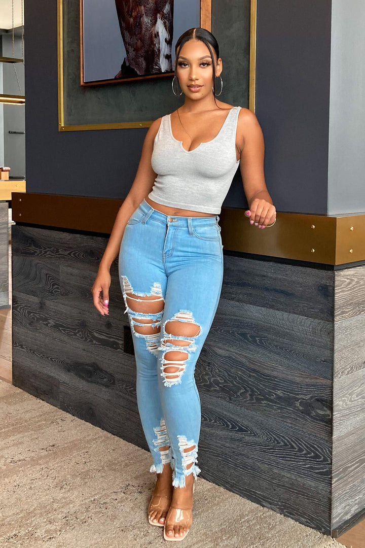 My Everything Tank Crop Top - Heather Grey - KNOWSTYLE - EDGE - EDGEONLINESTORE