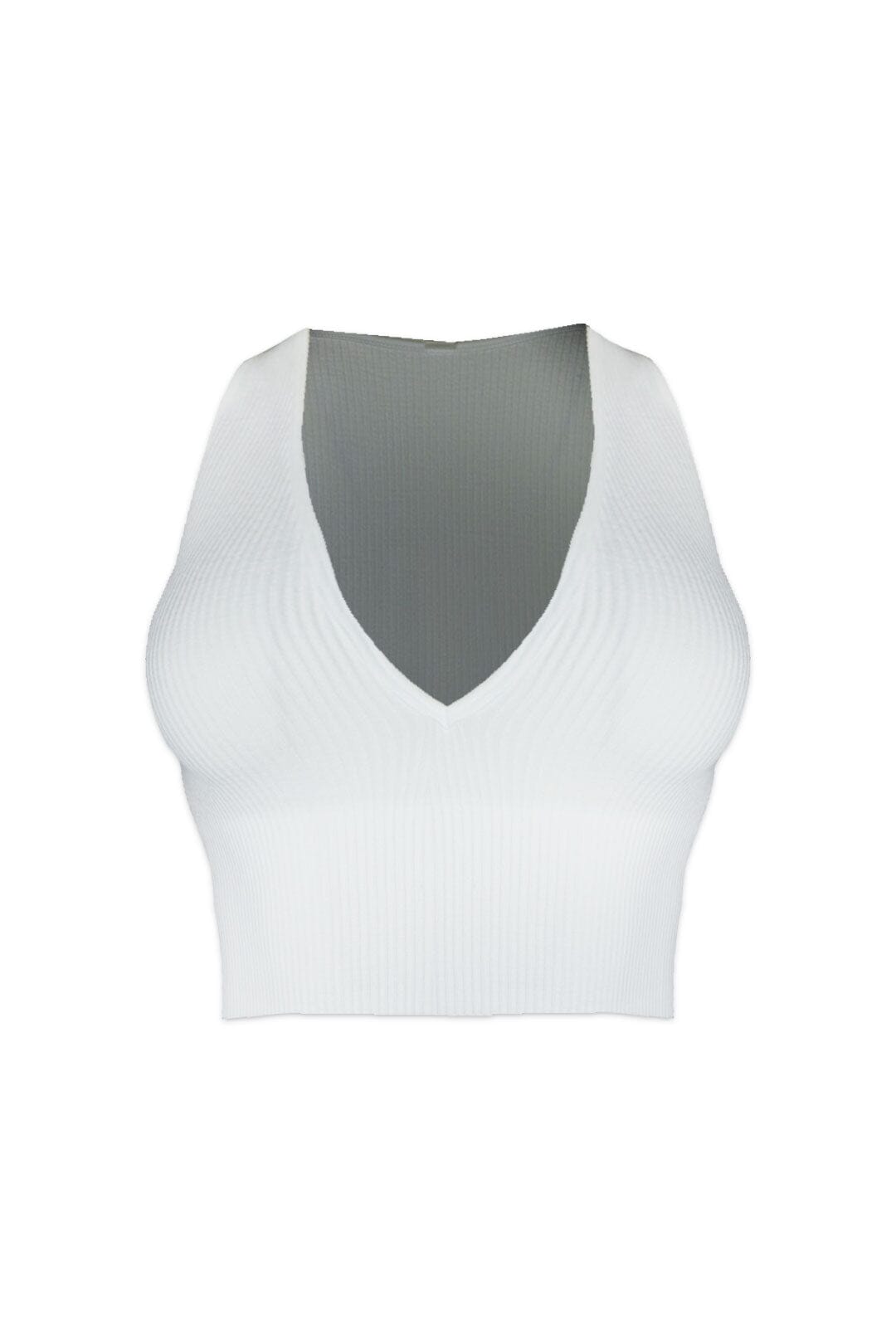 Ice Cream Basic Deep V Crop Top - White - EDGEbyKS