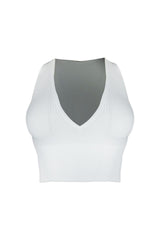 Ice Cream Basic Deep V Crop Top - White - EDGEbyKS