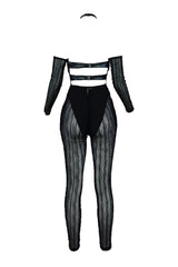 Claude Grommet Leather Mesh Jumpsuit Rompers + Jumpsuits EDGE 