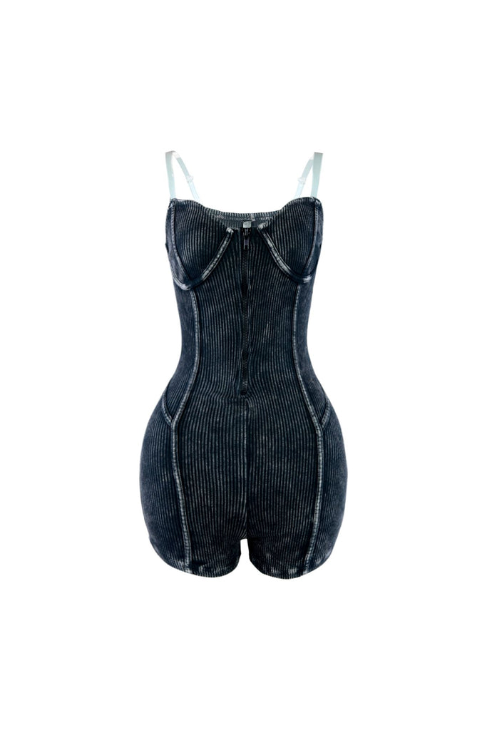 Sylvie Mineral Washed Romper Rompers + Jumpsuits EDGE Small Charcoal 